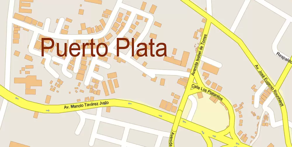 Puerto Plata Rep. Dominicana PDF Vector Map: High Detailed editable Adobe PDF in layers