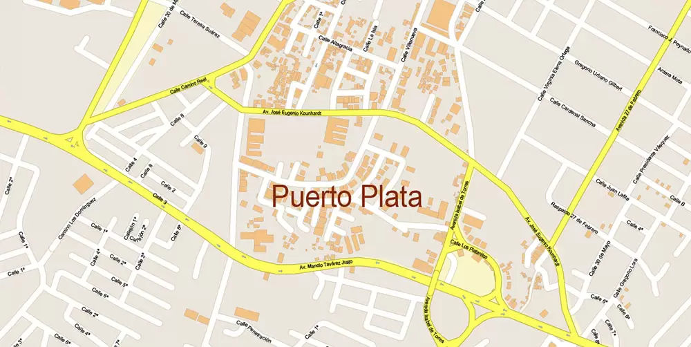 Puerto Plata Rep. Dominicana PDF Vector Map: High Detailed editable Adobe PDF in layers