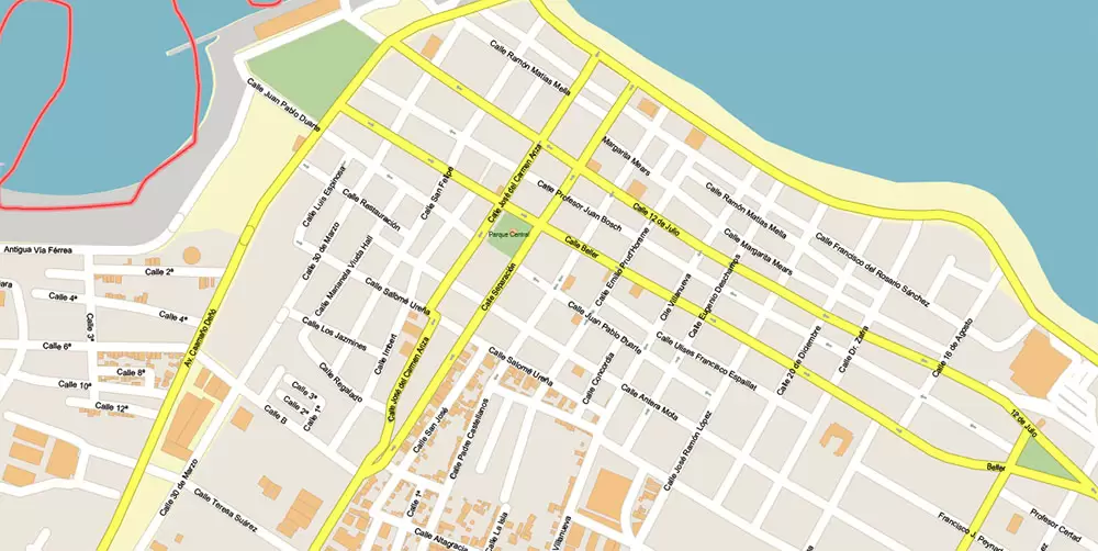 Puerto Plata Rep. Dominicana PDF Vector Map: High Detailed editable Adobe PDF in layers