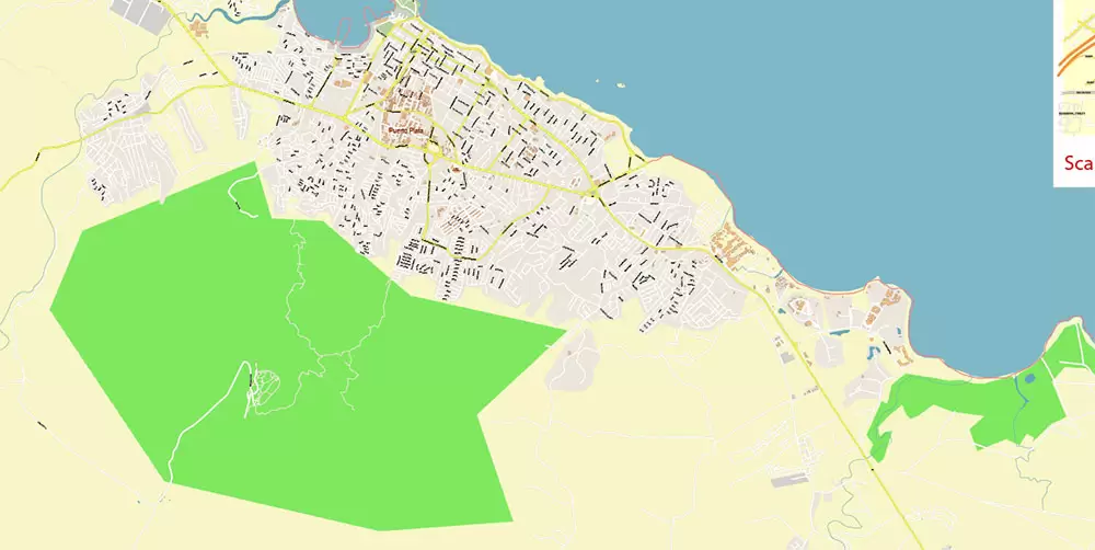 Puerto Plata Rep. Dominicana PDF Vector Map: High Detailed editable Adobe PDF in layers