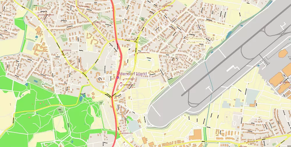 Hamburg Germany PDF Vector Map: Full Extra High Detailed (+ subway lines and stations + all bus stops) editable Adobe PDF in layers