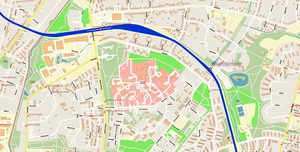 Hamburg Germany PDF Vector Map: Full Extra High Detailed (+ subway lines and stations + all bus stops) editable Adobe PDF in layers