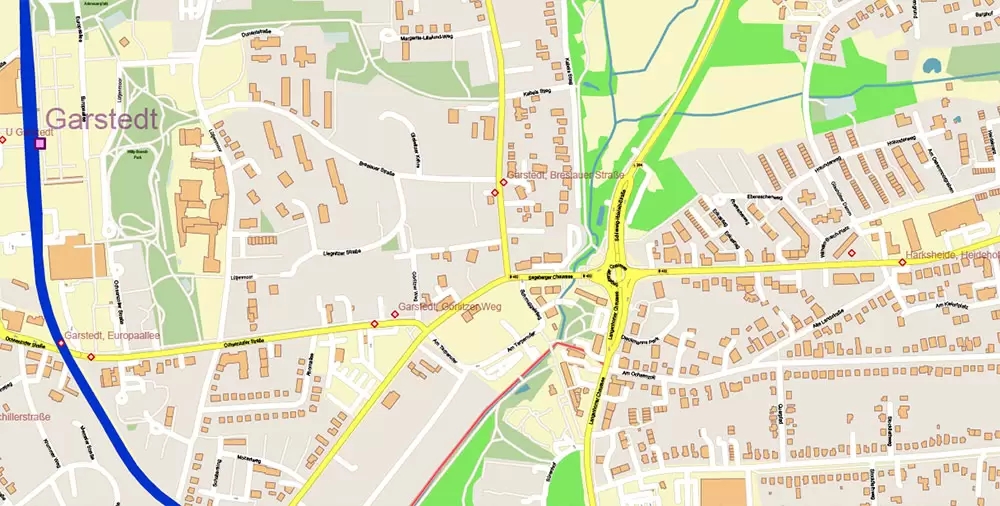 Hamburg Germany PDF Vector Map: Full Extra High Detailed (+ subway lines and stations + all bus stops) editable Adobe PDF in layers