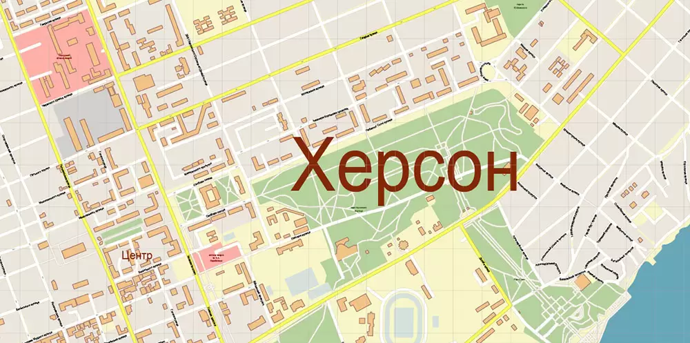 Kherson Ukraine PDF Vector Map: Exact City Plan High Detailed Street Map editable Adobe PDF in layers