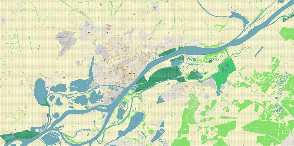 Kherson Ukraine PDF Vector Map: Exact City Plan High Detailed Street Map editable Adobe PDF in layers
