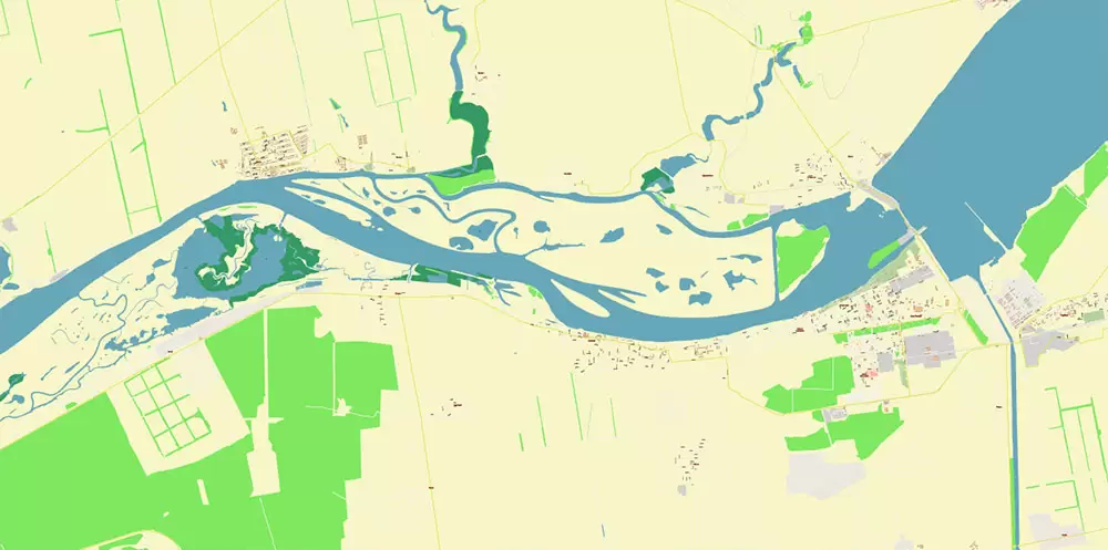 Kherson Ukraine PDF Vector Map: Exact City Plan High Detailed Street Map editable Adobe PDF in layers