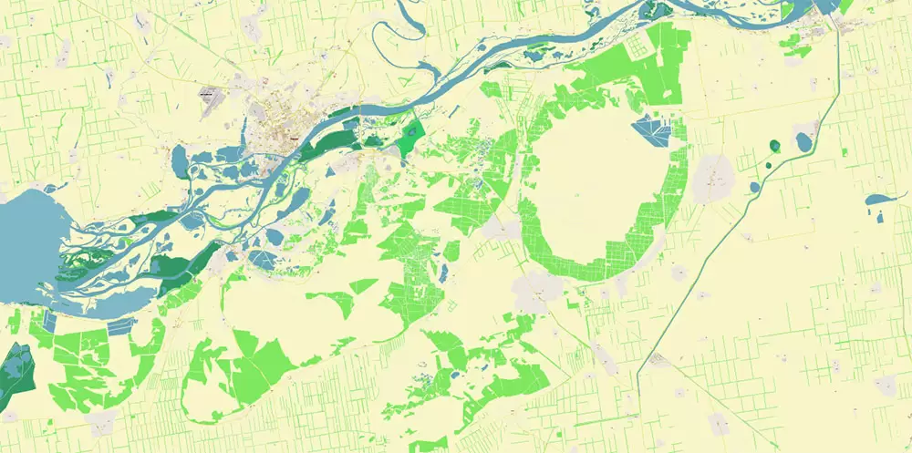 Kherson Ukraine PDF Vector Map: Exact City Plan High Detailed Street Map editable Adobe PDF in layers