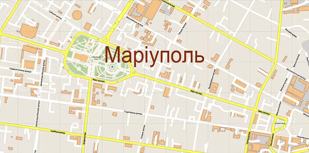 Mariupol Ukraine Map Vector Exact City Plan High Detailed Street Map editable Adobe Illustrator in layers