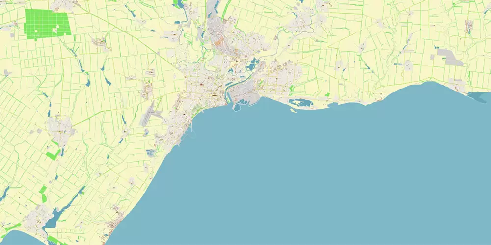 Mariupol Ukraine Map Vector Exact City Plan High Detailed Street Map editable Adobe Illustrator in layers