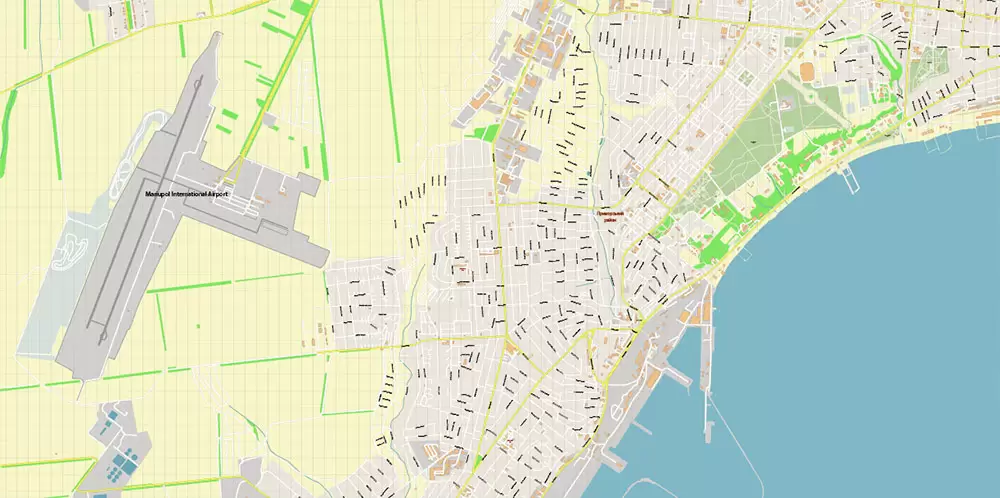Mariupol Ukraine Map Vector Exact City Plan High Detailed Street Map editable Adobe Illustrator in layers