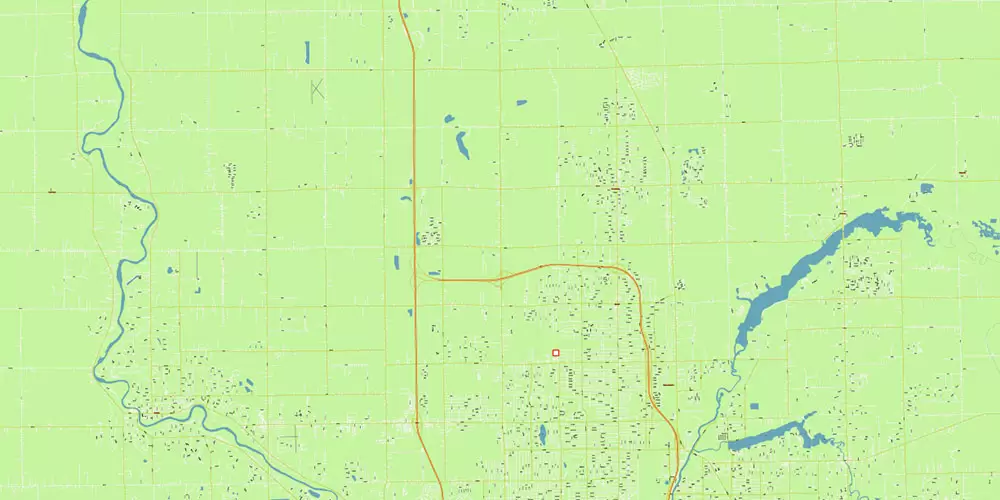 Michigan South-East area, US Vector Map: Extra High Detailed in 2 parts (all roads and streets with names) + Counties editable Adobe Illustrator in layers