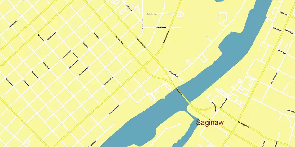 Michigan South-East area, US Vector Map: Extra High Detailed in 2 parts (all roads and streets with names) + Counties editable Adobe Illustrator in layers