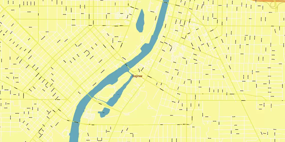 Michigan South-East area, US Vector Map: Extra High Detailed in 2 parts (all roads and streets with names) + Counties editable Adobe Illustrator in layers