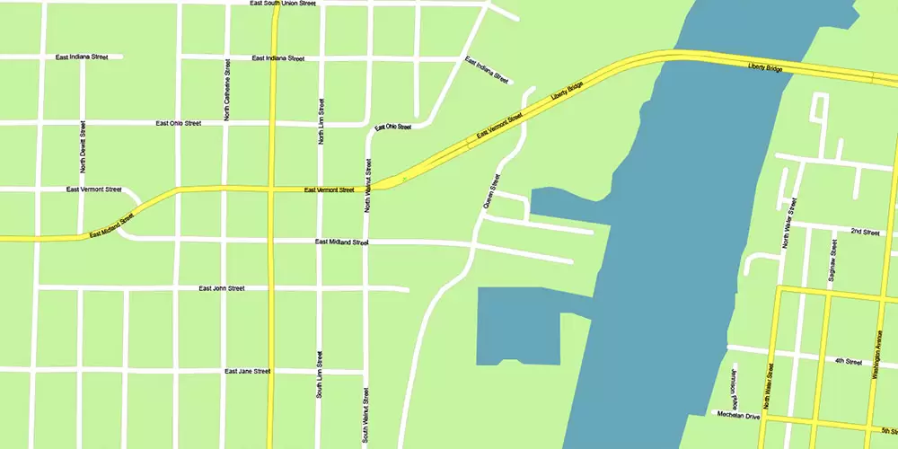 Michigan South-East area, US Vector Map: Extra High Detailed in 2 parts (all roads and streets with names) + Counties editable Adobe Illustrator in layers