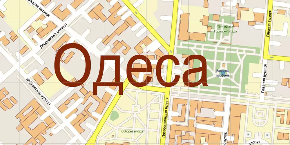 Odesa Ukraine Map Vector Exact City Plan High Detailed Street Map editable Adobe Illustrator in layers