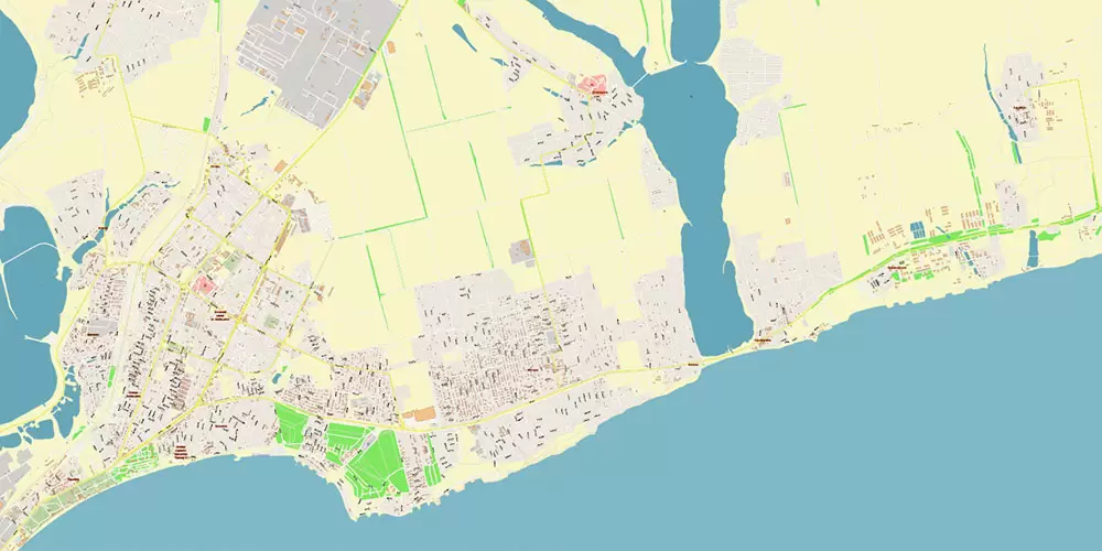 Odesa Ukraine Map Vector Exact City Plan High Detailed Street Map editable Adobe Illustrator in layers