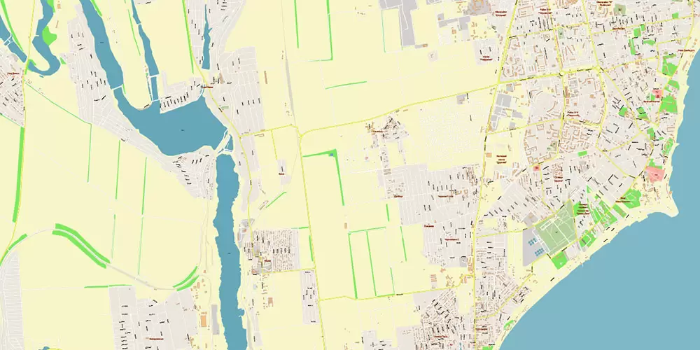 Odesa Ukraine Map Vector Exact City Plan High Detailed Street Map editable Adobe Illustrator in layers