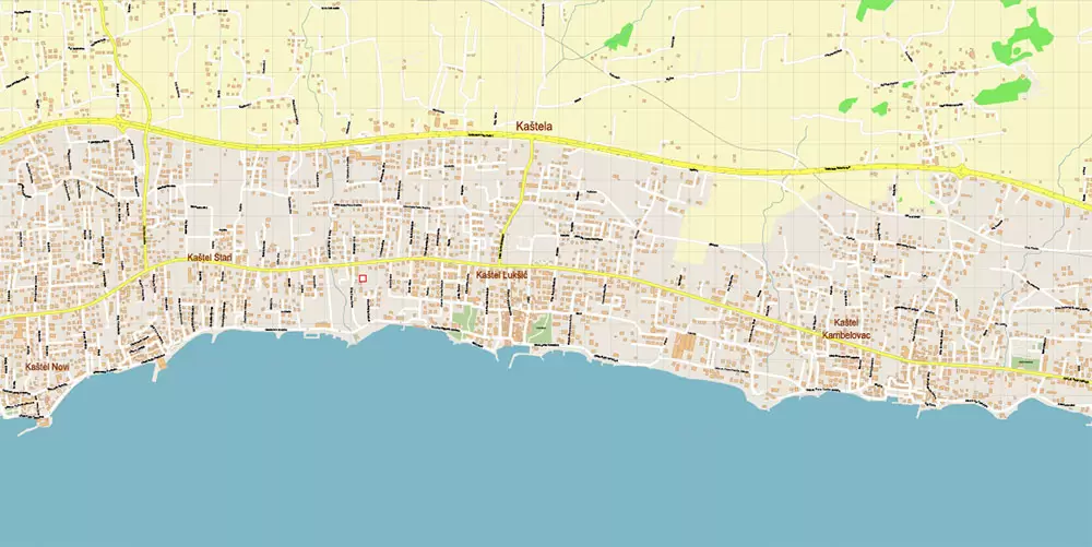 Split Croatia PDF Vector Map: City Plan High Detailed Street Map editable Adobe PDF in layers