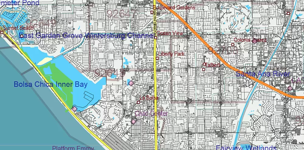California State US PDF Vector Map: Exact Roads Plan High Detailed Street Map + Counties + Zipcodes editable Adobe PDF in layers