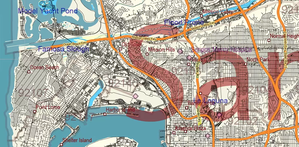 California State US PDF Vector Map: Exact Roads Plan High Detailed Street Map + Counties + Zipcodes editable Adobe PDF in layers