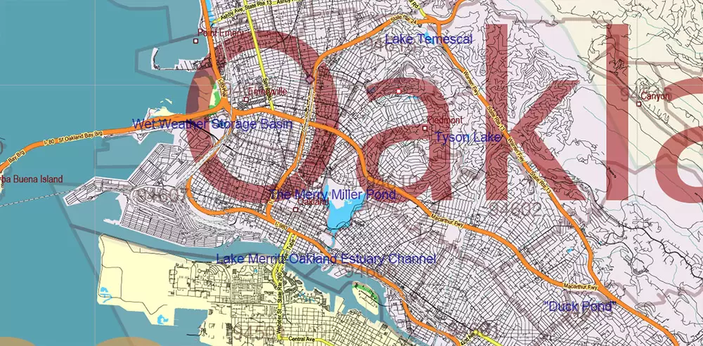 California State US PDF Vector Map: Exact Roads Plan High Detailed Street Map + Counties + Zipcodes editable Adobe PDF in layers