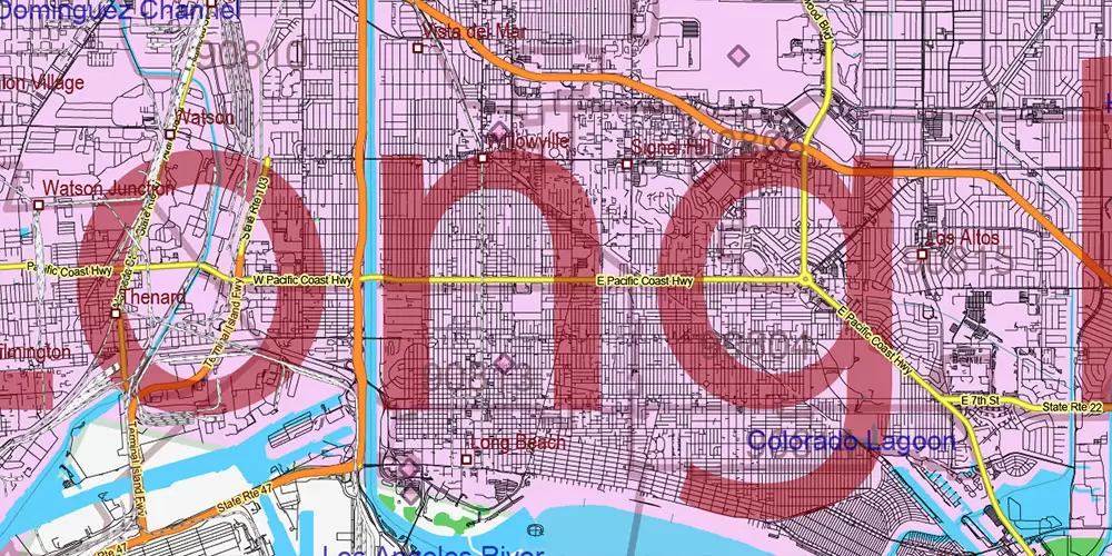 California State US PDF Vector Map: Exact Roads Plan High Detailed Street Map + Counties + Zipcodes editable Adobe PDF in layers