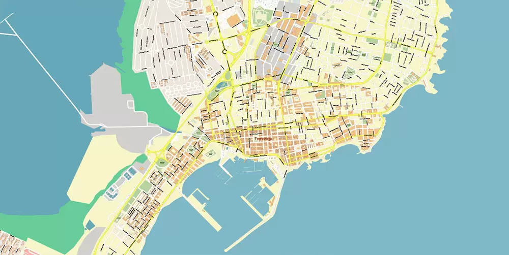 Quesada Torrevieja Spain Map Vector Exact City Plan High Detailed Street Map editable Adobe Illustrator in layers