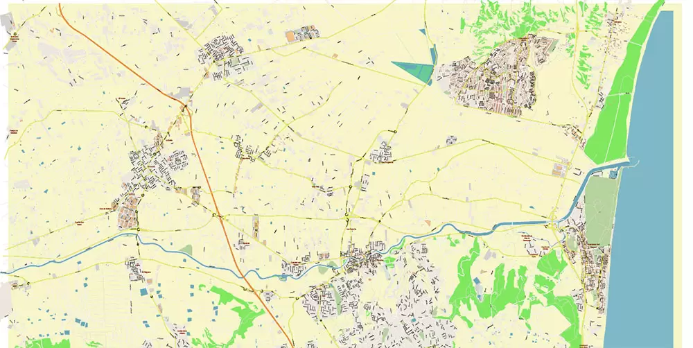 Quesada Torrevieja Spain Map Vector Exact City Plan High Detailed Street Map editable Adobe Illustrator in layers