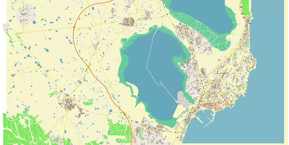 Quesada Torrevieja Spain Map Vector Exact City Plan High Detailed Street Map editable Adobe Illustrator in layers