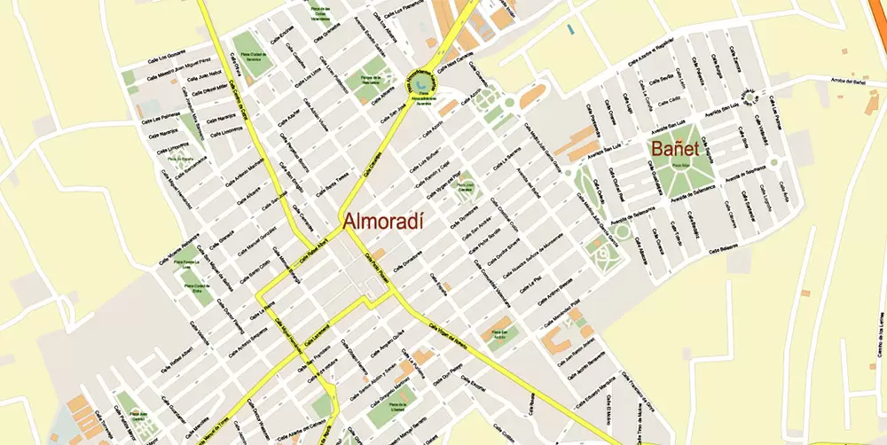 Quesada Torrevieja Spain Map Vector Exact City Plan High Detailed Street Map editable Adobe Illustrator in layers