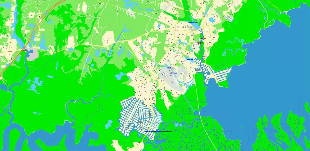 Atlantic City Area New Jersey US Map Vector City Plan High Detailed Street Map editable Adobe Illustrator in layers