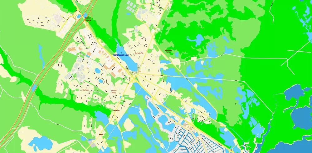 Atlantic City Area New Jersey US Map Vector City Plan High Detailed Street Map editable Adobe Illustrator in layers