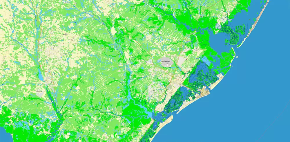 Atlantic City Area New Jersey US Map Vector City Plan High Detailed Street Map editable Adobe Illustrator in layers