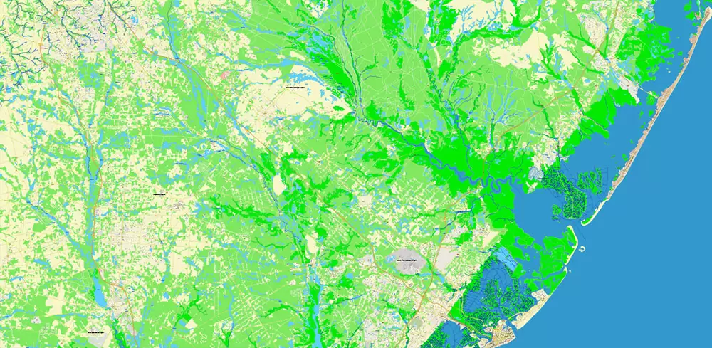 Atlantic City Area New Jersey US Map Vector City Plan High Detailed Street Map editable Adobe Illustrator in layers