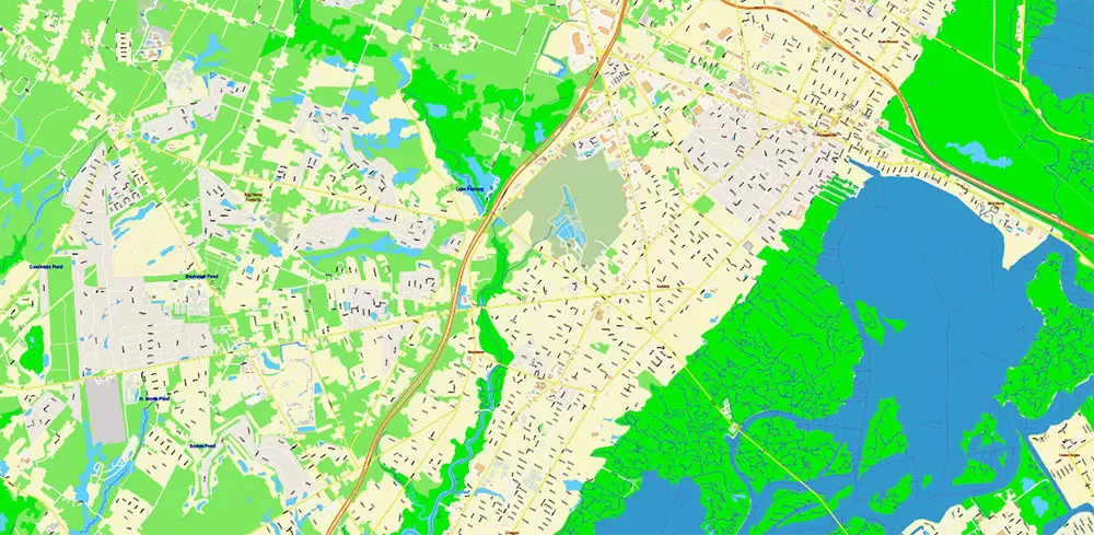 Atlantic City Area New Jersey US Map Vector City Plan High Detailed Street Map editable Adobe Illustrator in layers
