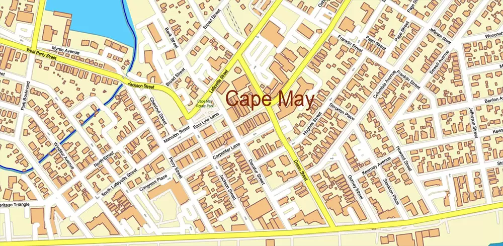 Atlantic City Area New Jersey US Map Vector City Plan High Detailed Street Map editable Adobe Illustrator in layers