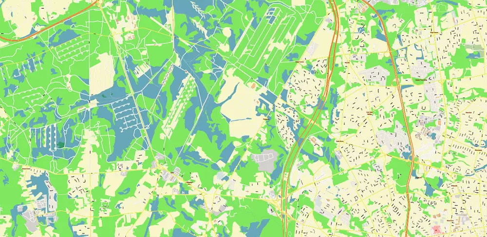 Long Branch Area New Jersey US PDF Vector Map: City Plan High Detailed Street Map editable Adobe PDF in layers