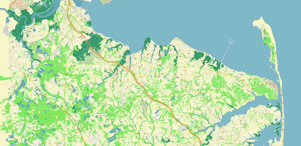 Long Branch Area New Jersey US PDF Vector Map: City Plan High Detailed Street Map editable Adobe PDF in layers