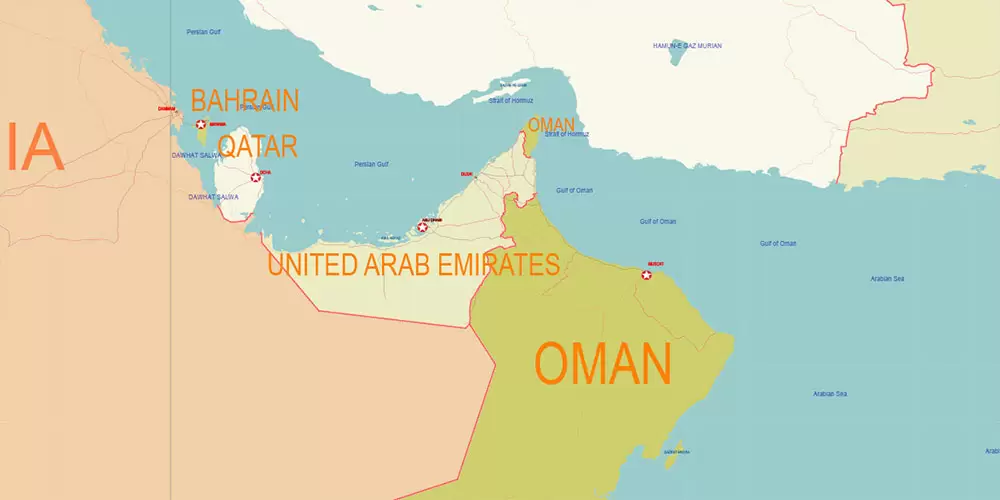 World Geo Lat-Long Projection Political PDF Vector Map High detailed fully editable, Adobe PDF in Layers