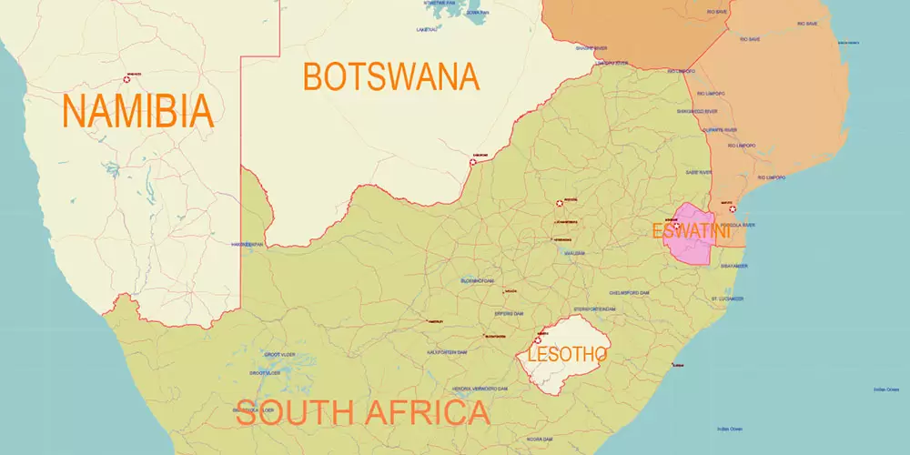 World Geo Lat-Long Projection Political PDF Vector Map High detailed fully editable, Adobe PDF in Layers