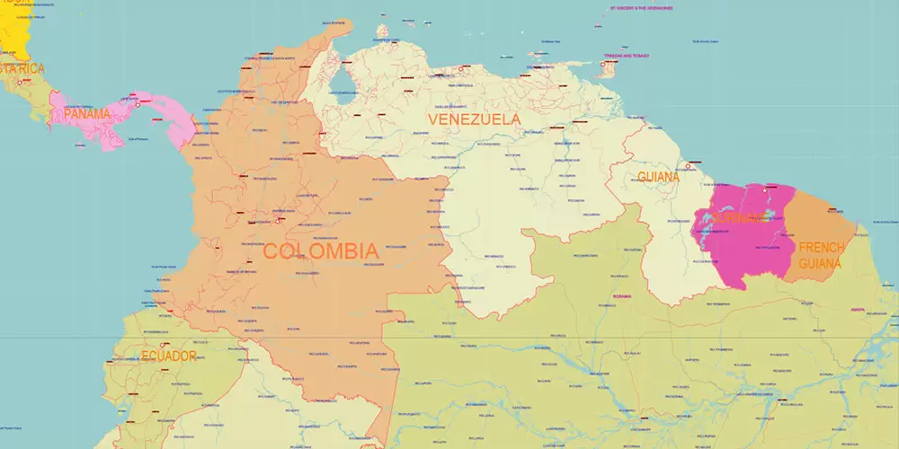 World Geo Lat-Long Projection Political PDF Vector Map High detailed fully editable, Adobe PDF in Layers