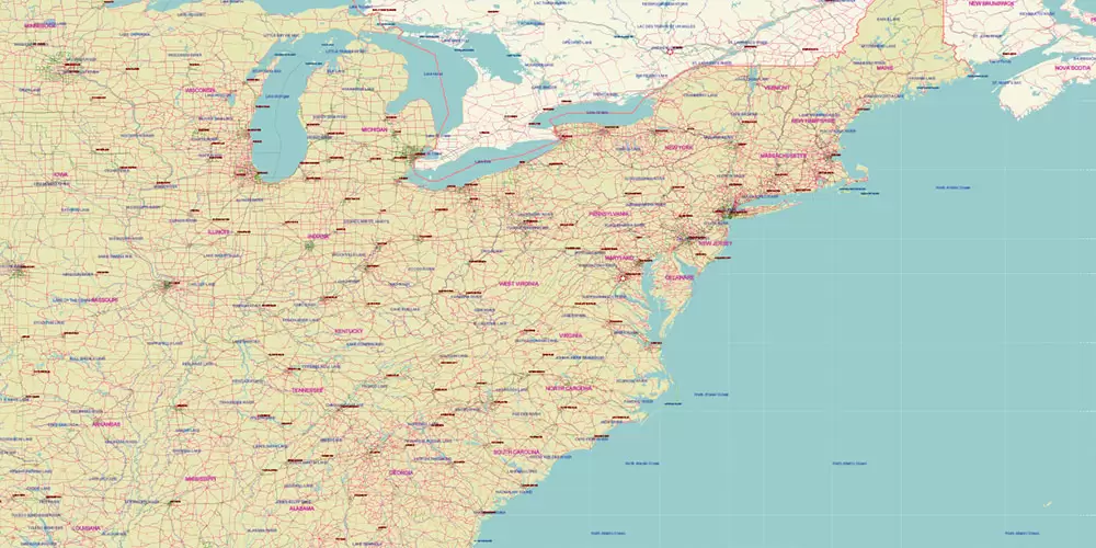 World Geo Lat-Long Projection Political PDF Vector Map High detailed fully editable, Adobe PDF in Layers