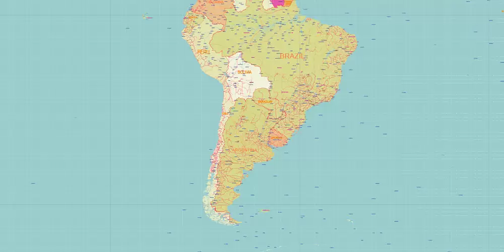 World Geo Lat-Long Projection Political PDF Vector Map High detailed fully editable, Adobe PDF in Layers