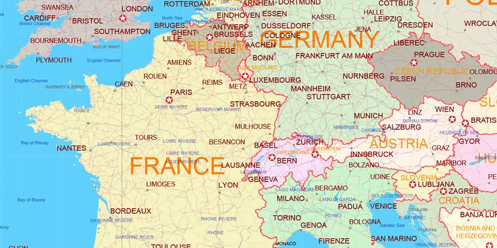 World Mercator Projection Political Vector Map High detailed fully editable, Adobe Illustrator