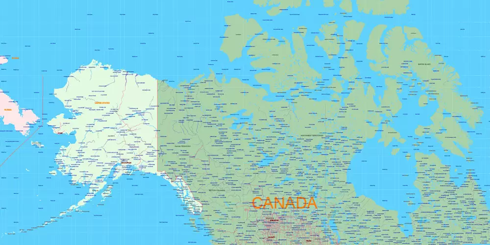World Mercator Projection Political Vector Map High detailed fully editable, Adobe Illustrator