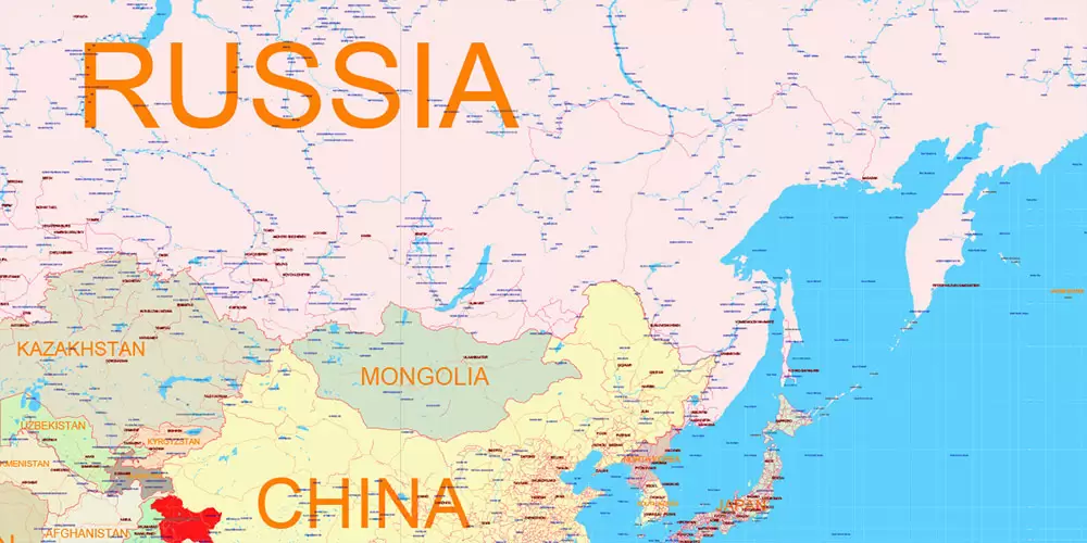 World Mercator Projection Political Vector Map High detailed fully editable, Adobe Illustrator