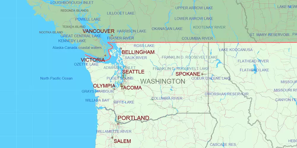 World Mercator Projection Political Vector Map High detailed fully editable, Adobe Illustrator
