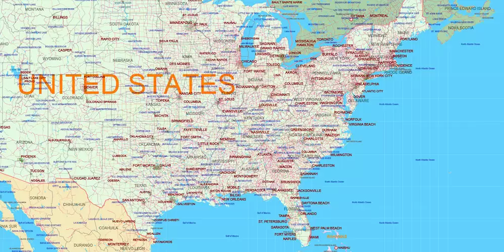 World Mercator Projection Political Vector Map High detailed fully editable, Adobe Illustrator