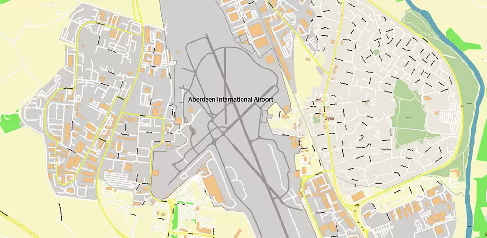 Aberdeen UK PDF Vector Map: City Plan High Detailed Street Map editable Adobe PDF in layers