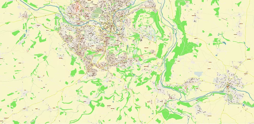 Bath UK Map Vector City Plan High Detailed Street Map editable Adobe Illustrator in layers